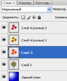 Анимация прозрачности. Букет. Слои для анимации.