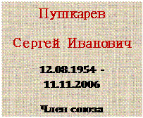 Надпись: Пушкарев 
Сергей Иванович
12.08.1954 -  11.11.2006
Член союза художников СССР


