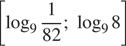  левая квадратная скобка логарифм по основанию целая часть: 9, дробная часть: числитель: 1, знаменатель: 82 ; логарифм по основанию 9 8 правая квадратная скобка 