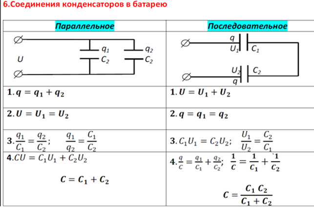 Схема смешанного соединения конденсаторов