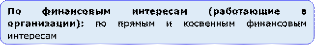 По финансовым интересам (работающие в организации): по прямым и косвенным финансовым интересам
 
