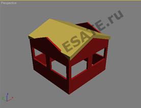 Моделирование 3d max: Выдавливание сплайна крыши.