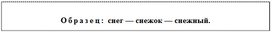 Надпись: Образец: снег — снежок — снежный.