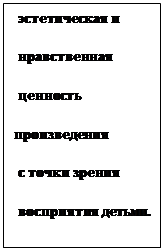 Надпись:  эстетическая и
 нравственная
 ценность 
произведения
 с точки зрения
 восприятия детьми. 
