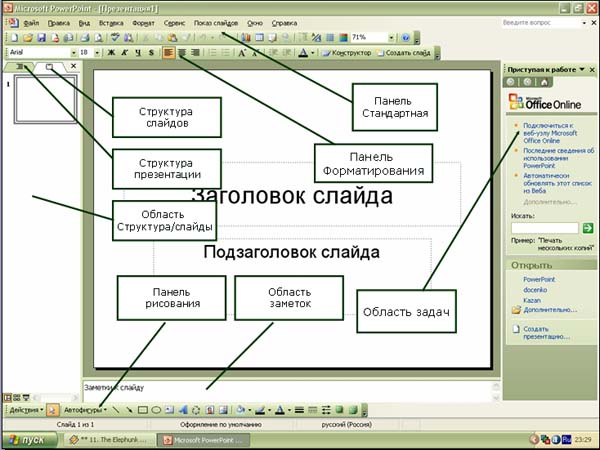 Окно среды PowerPoint