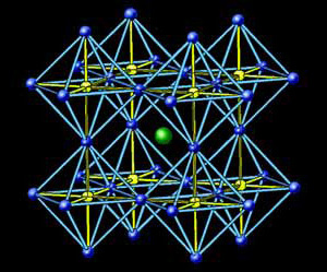 Рис. 1. Структура перовскита ABX(3) (изображение: «Химия и жизнь»)