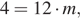 4=12 умножить на m,