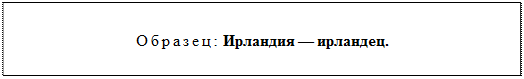 Надпись: Образец: Ирландия — ирландец.