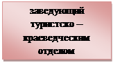 Надпись: заведующий туристско –краеведческим отделом