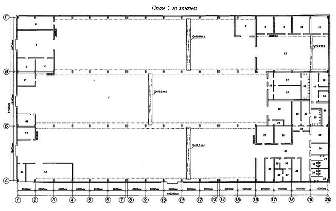 План промышленного здания г образного