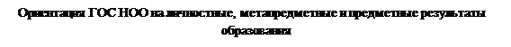 Надпись: Ориентация ГОС НОО на личностные, метапредметные и предметные результаты образования