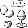 Stylized hand drawn illustration of eggs. Eggshell, eggcup, broken egg and  yolk. Black and white vector image set Векторный объект Stock | Adobe Stock