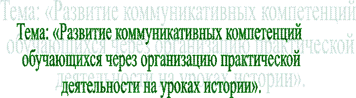 Тема: «Развитие коммуникативных компетенций
 обучающихся через организацию практической
 деятельности на уроках истории».

