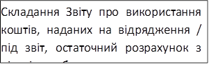 Складання Звіту про використання коштів, наданих на відрядження / під звіт, остаточний розрахунок з підзвіт. особою