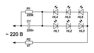 еще одна схема подключения светодиодов