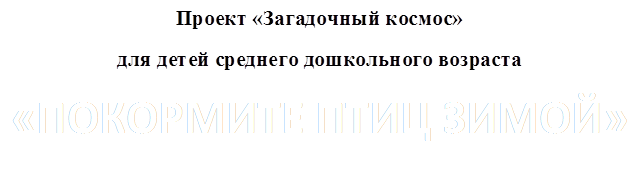 Проект «Загадочный космос» 
для детей среднего дошкольного возраста
«ПОКОРМИТЕ ПТИЦ ЗИМОЙ»
