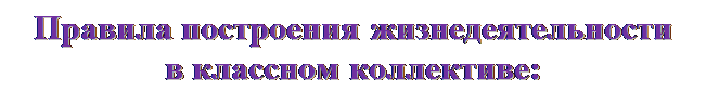 Надпись: Правила построения жизнедеятельности 
в классном коллективе:
