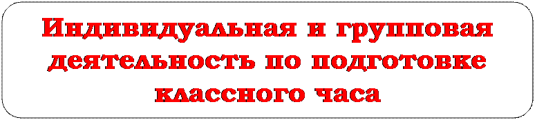 Скругленный прямоугольник: Индивидуальная и групповая деятельность по подготовке классного часа