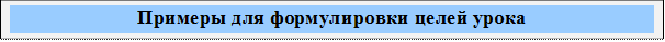 Примеры для формулировки целей урока