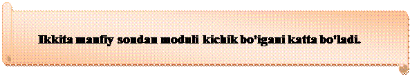 Вертикальный свиток: Ikkita manfiy sondan moduli kichik bo'igani katta bo'ladi.

