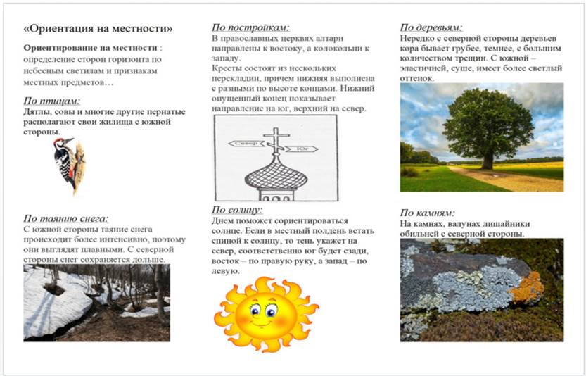 Запиши правила ориентирования по местным природным признакам используя данные рисунки 2 класс ответы