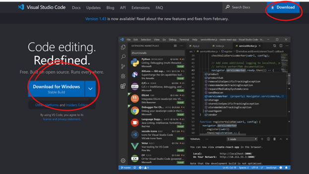 Страницы загрузки Visual Studio Code