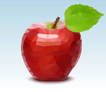 векторное яблоко состоящее из полигонов созданных в Adobe Illustrator