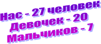 Нас - 27 человек
Девочек - 20 
Мальчиков - 7