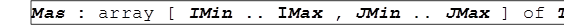 Mas : array [ IMin .. IMax , JMin .. JMax ] of T