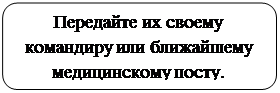 Скругленный прямоугольник: Передайте их своему командиру или ближайшему медицинскому посту.