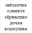 звёз¬дочка
оленята
зёрнышко
дочка
кормушка
