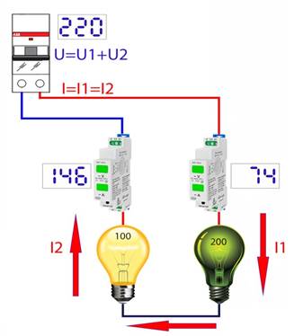 схема последовательного подключения электроприборов и потребителей с разной мощностью