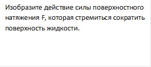 Изобразите действие силы поверхностного натяжения F, которая стремиться сократить поверхность жидкости.