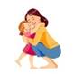 Мать и ребенок. мама обнимает свою дочь с большой любовью и нежностью |  Премиум векторы | Hug illustration, Mom drawing, Children illustration