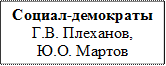 Социал-демократы
Г.В. Плеханов, 
Ю.О. Мартов
