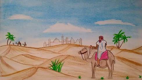 Elite How to Draw Landscape Scenery Of Desert Stepstep With Oil Pastel with Desert Landscape Drawing