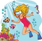 Иллюстрация купаться в море