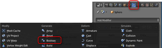 Blender. Выбор модификатора Boolean