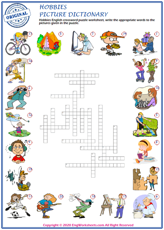 Hobbies ESL Printable Picture Dictionary Worksheet For Kids - Image  Worksheets - EngWorksheets