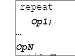 repeat
Op1;
…
OpN
until U
