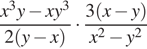  дробь: чис­ли­тель: x в кубе y минус xy в кубе , зна­ме­на­тель: 2 левая круг­лая скоб­ка y минус x пра­вая круг­лая скоб­ка конец дроби умно­жить на дробь: чис­ли­тель: 3 левая круг­лая скоб­ка x минус y пра­вая круг­лая скоб­ка , зна­ме­на­тель: x в квад­ра­те минус y в квад­ра­те конец дроби 
