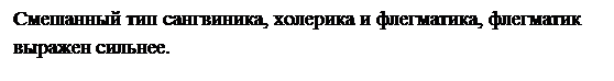 Надпись: Смешанный тип сангвиника, холерика и флегматика, флегматик выражен сильнее. 