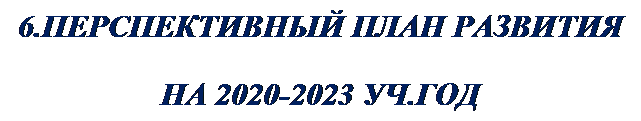 Надпись: 6.ПЕРСПЕКТИВНЫЙ ПЛАН РАЗВИТИЯ
НА 2020-2023 УЧ.ГОД
 3 ГОДА.
