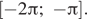Описание:  левая квадратная скобка минус 2 Пи ; минус Пи правая квадратная скобка .