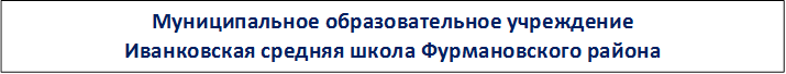 Муниципальное образовательное учреждение
Иванковская средняя школа Фурмановского района
