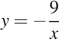 y= минус дробь: числитель: 9, знаменатель: x конец дроби 