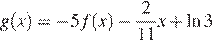 g(x)= минус 5f(x) минус дробь: числитель: 2, знаменатель: конец дроби 11x плюс \ln3