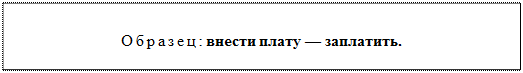 Надпись: Образец: внести плату — заплатить.