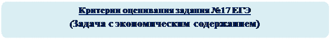 Скругленный прямоугольник: Критерии оценивания задания №17 ЕГЭ 
(Задача с экономическим содержанием) 

