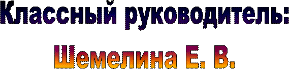 Классный руководитель:
Шемелина Е. В.